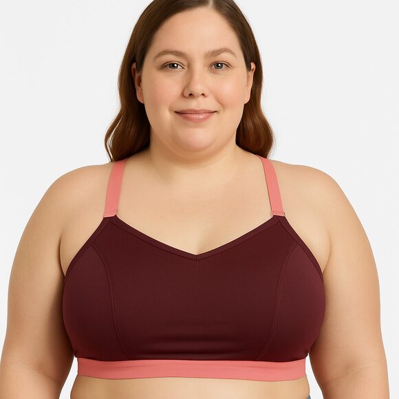 Livi Active Lane Bryant Sport Bra Unlined No Wire Red Strappy X Back 22 24 3XL - Picture 9 of 9
